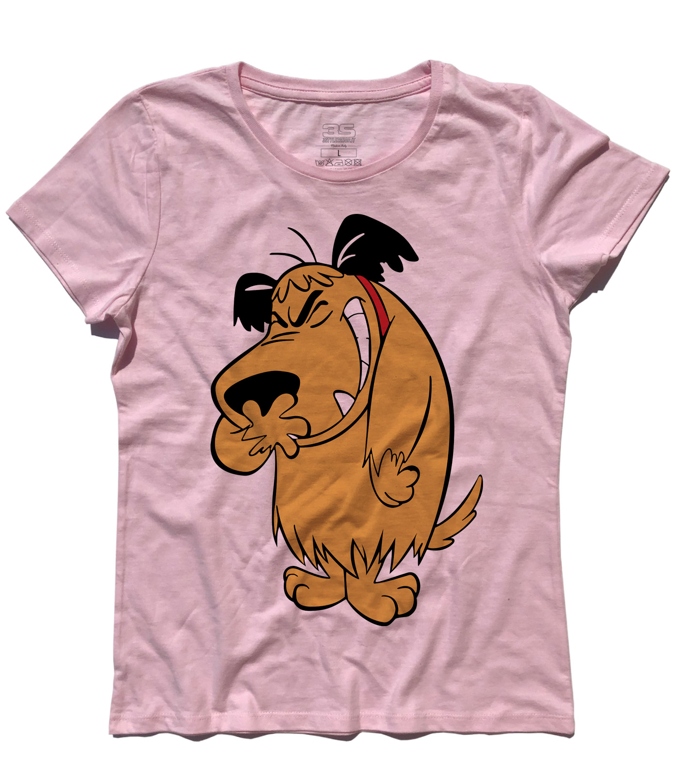 Muttley_3_wacky_races_t-shirt_donna_PK muttley t-shirt donna con immagine al tutta altezza del cane che ride
