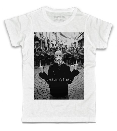 anonymous t-shirt uomo bianca ispirata al recente fenomeno di ribellione nato online