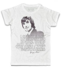 george best t-shirt uomo bianca con frase i spent a lot of money