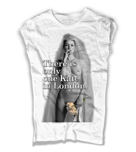 kate moss t-shirt bianca e scritta there is only one kate in london