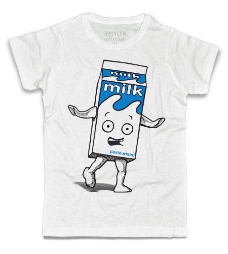 milky t-shirt uomo raffigurante il cartone di latte di coffee and tv dei Blur