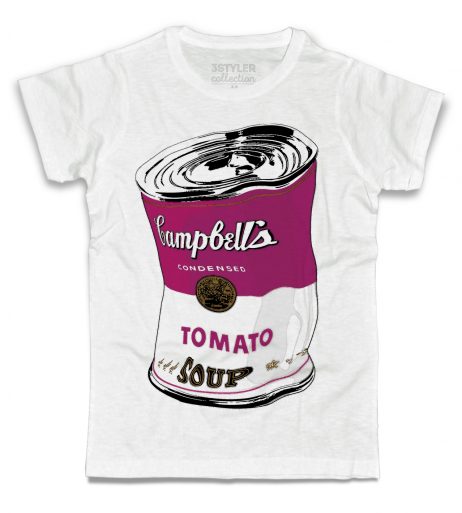 campbell's t-shirt uomo andy warhol raffigurante il barattolo di zuppa accartocciato