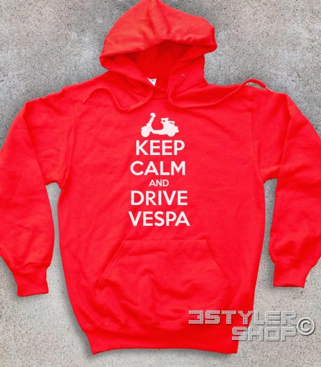 keep calm vespa felpa unisex con scritta keep calm and drive vespa