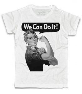 we can do it t-shirt uomo raffigurante il famoso manifesto del femminismo
