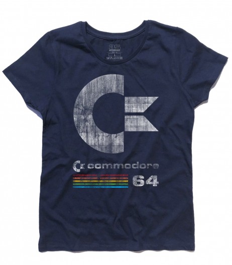commodore 64 t-shirt donna con logo antichizzato