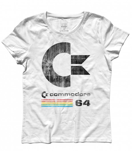 commodore 64 t-shirt donna con logo antichizzato
