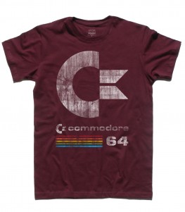 commodore 64 t-shirt uomo con logo antichizzato