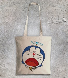 doraemon borsa shopper raffigurante il gatto spaziale blu con l'elica