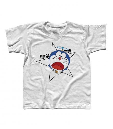 doraemon t-shirt bambino raffigurante il gatto spaziale blu con l'elica