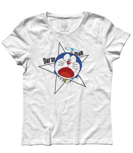 doraemon t-shirt donna raffigurante il gatto spaziale blu con l'elica