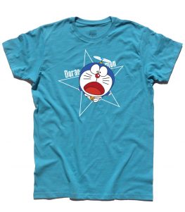 doraemon t-shirt uomo raffigurante il gatto spaziale blu con l'elica