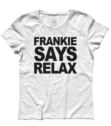 Frankie says relax t-shirt donna ispirata al singolo dei Frankie goes to hollywood