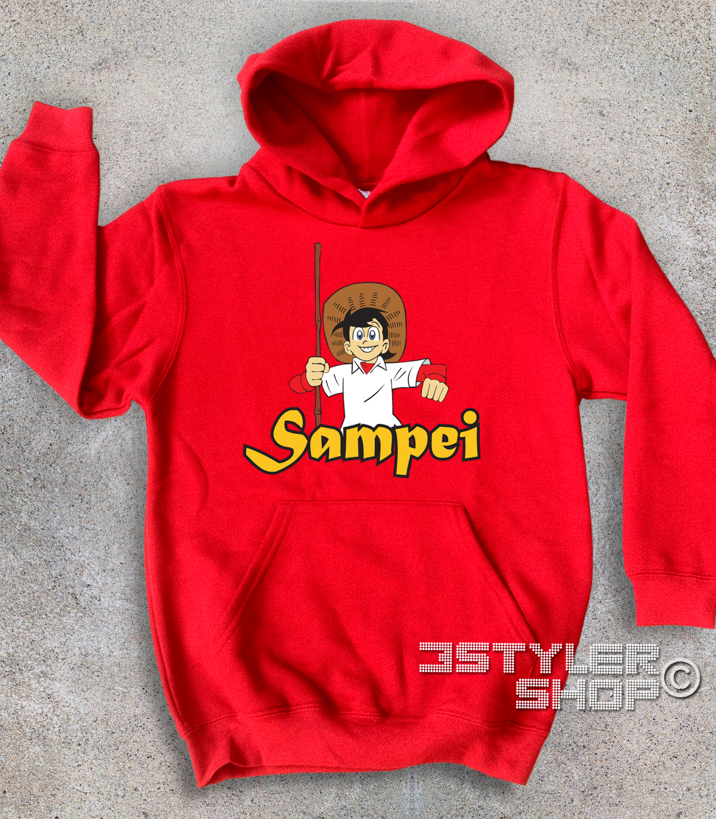 sampei_pescatore_felpa_bambino Sampei felpa bambino raffigurante bil pescatore con il suo cappello e la canna da pesca