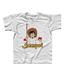 Sampei t-shirt bambino raffigurante bil pescatore con il suo cappello e la canna da pesca