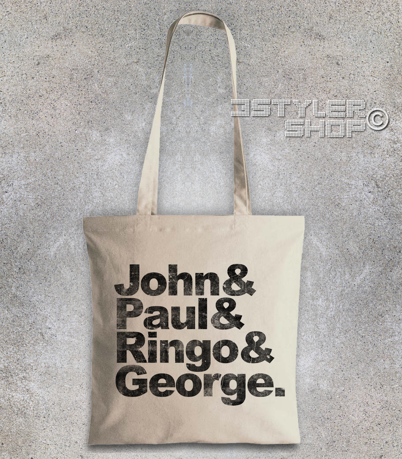 beatles shopper borsa coi loro nomi: John, Paul, Ringo e George