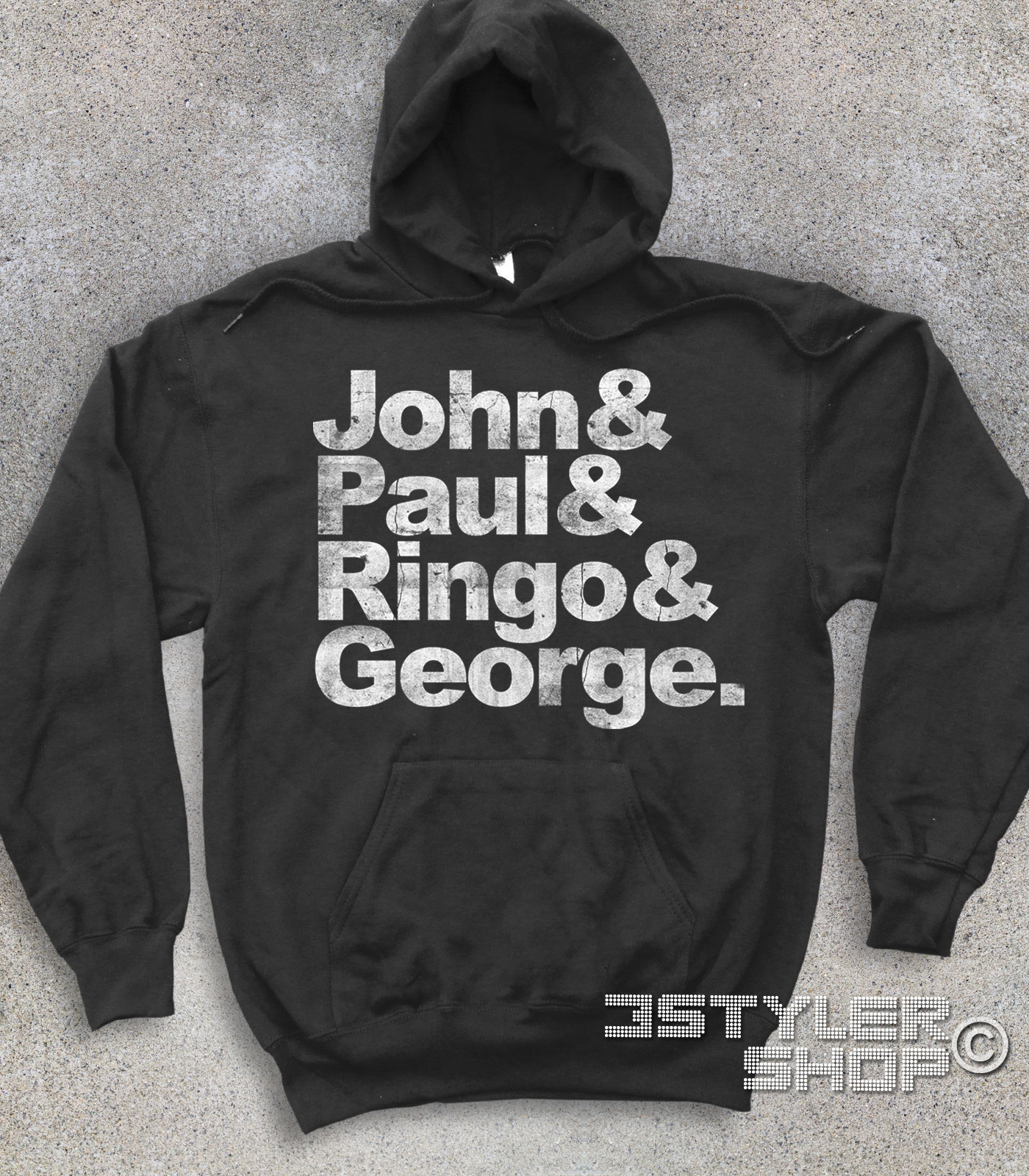 beatles felpa coi loro nomi: John, Paul, Ringo e George