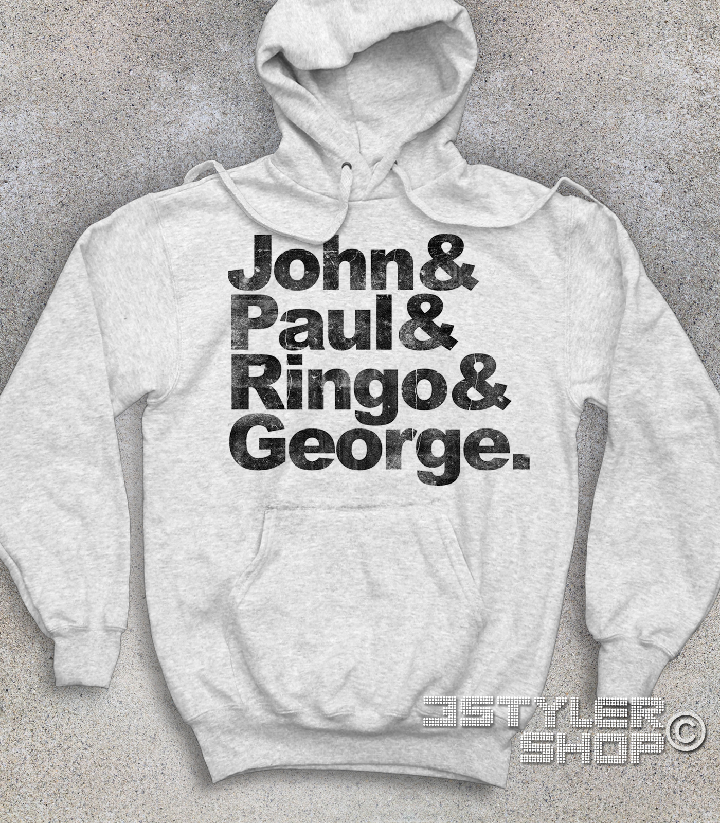beatles felpa coi loro nomi: John, Paul, Ringo e George