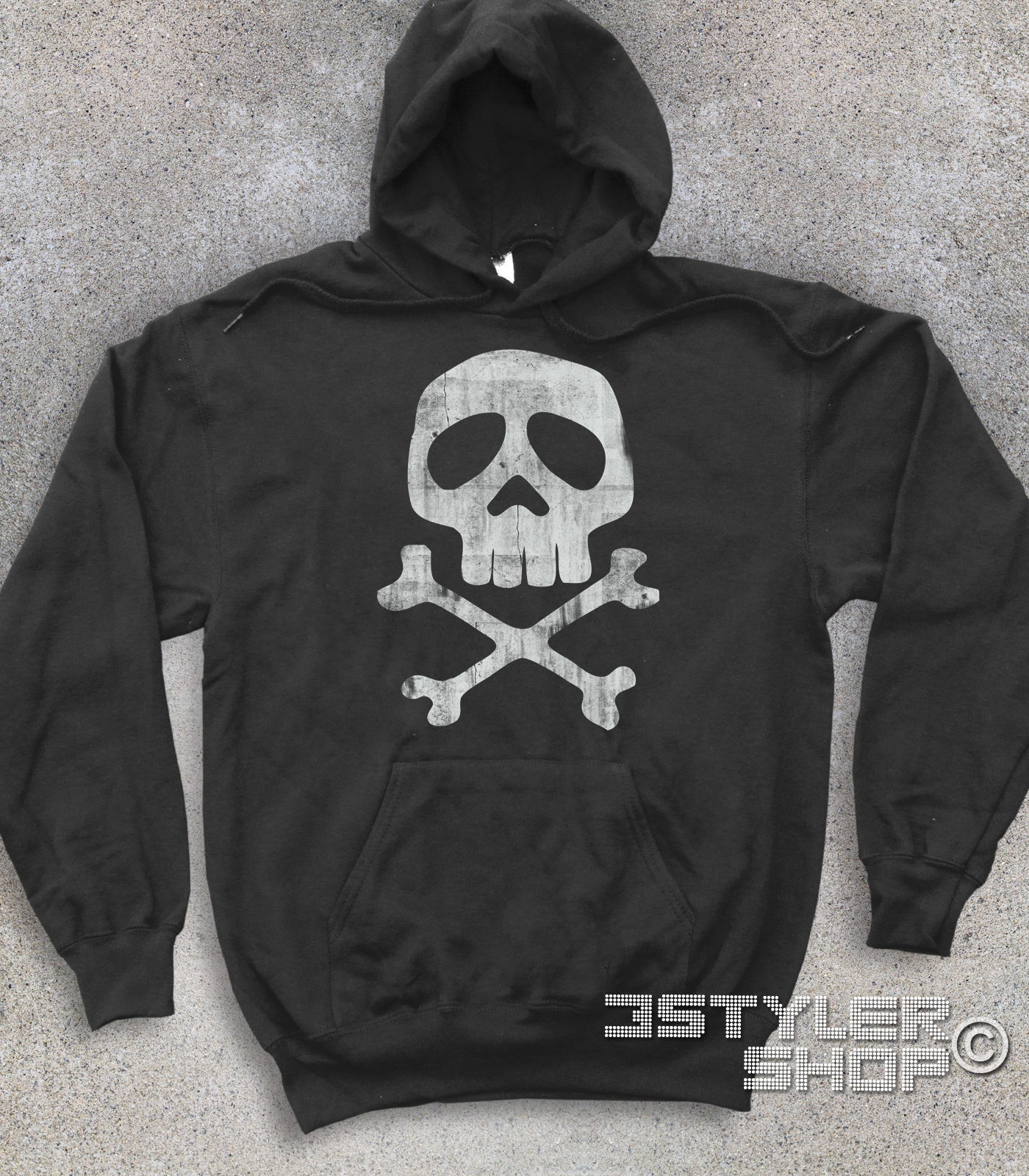 capitan_harlock_vintage_felpa_unisex_bk Capitan Harlock felpa raffigurante il teschio del suo costume antichizzato