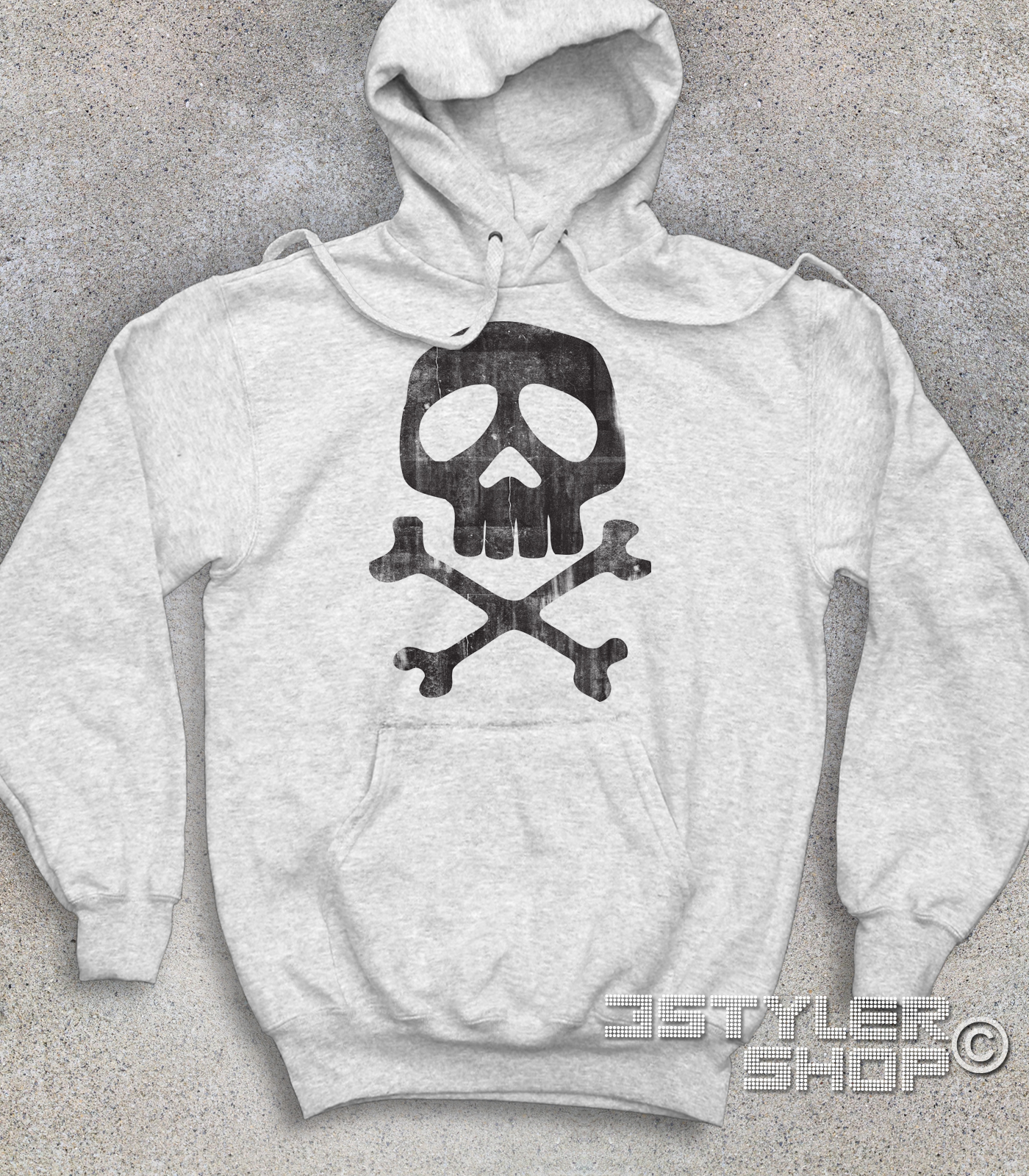 capitan_harlock_vintage_felpa_unisex_gr Capitan Harlock felpa raffigurante il teschio del suo costume antichizzato