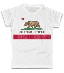 Bandiera California t-shirt uomo rappresentante la versione antichizzata della Bear Flag