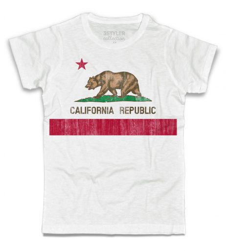Bandiera California t-shirt uomo rappresentante la versione antichizzata della Bear Flag