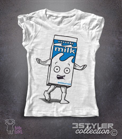 milky t-shirt bambina raffigurante il cartone di latte di coffee and tv dei Blur