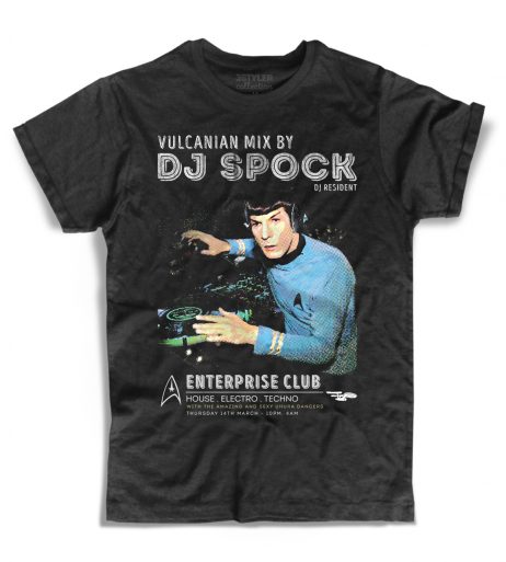 Dj Spock t-shirt uomo nera raffigurante Spock di Star Trek in versione dj