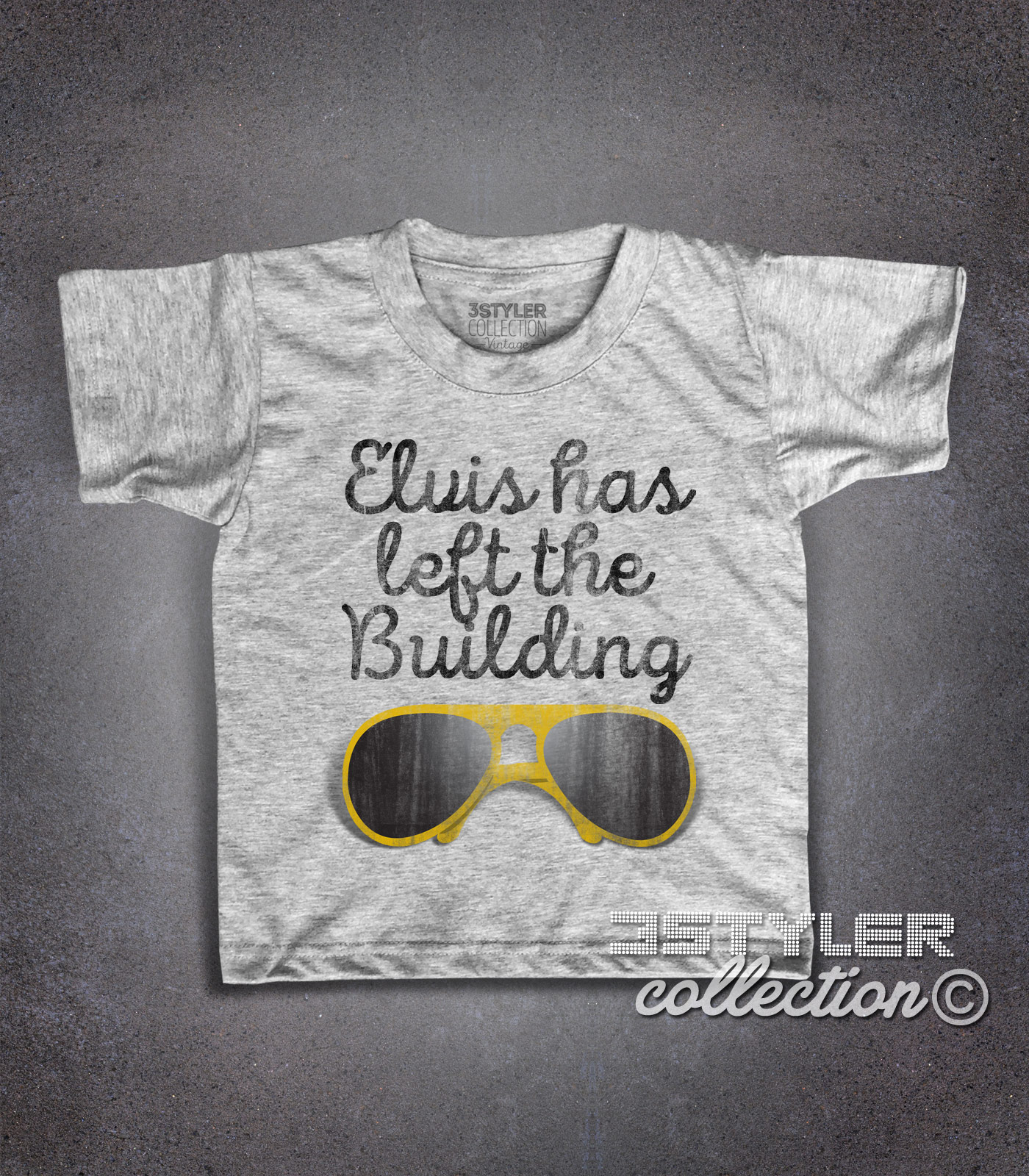 Elvis t-shirt bambino con scritta Elvis has left the building