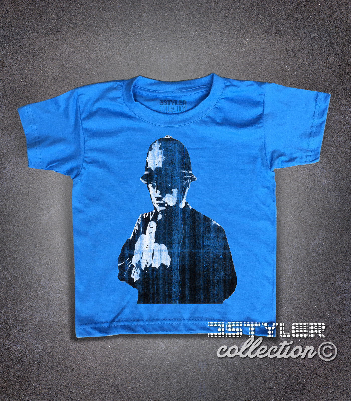 Rude copper t-shirt bambino raffigurante la celebre opera di Banksy
