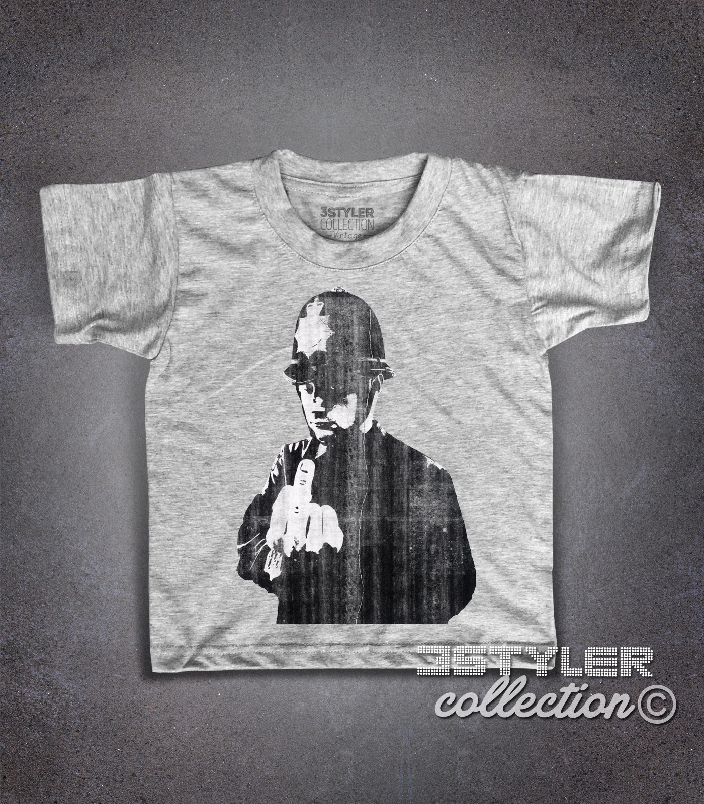 Rude copper t-shirt bambino raffigurante la celebre opera di Banksy