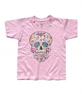 teschio messicano t-shirt bambino con stampato un teschio messicano antichizzato