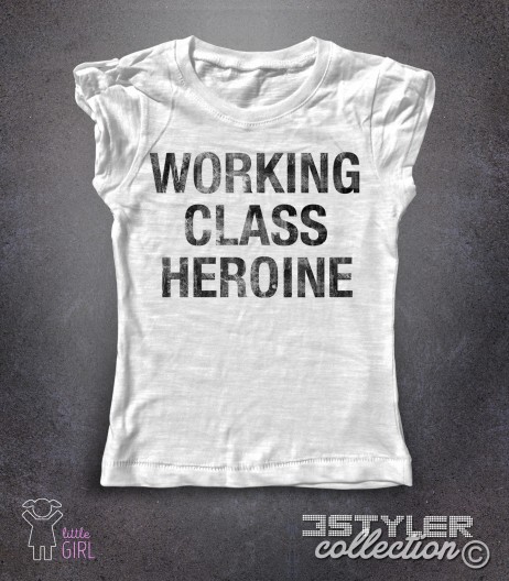 working class heroine t-shirt bambina con scritta