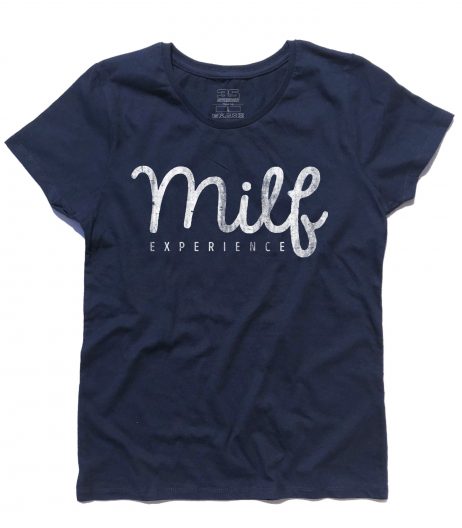 milf t-shirt donna con scritta antichizzata Milf experience