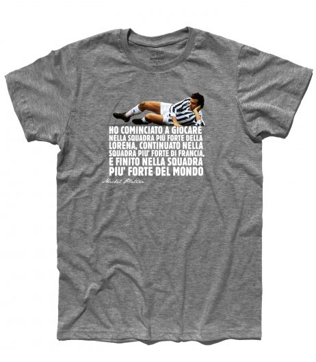 platini t-shirt uomo raffigurante il campione della juventus sdraiato in una posa famosa