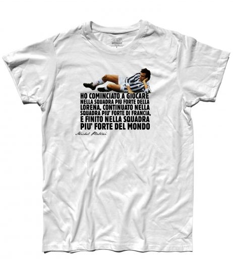 platini t-shirt uomo raffigurante il campione della juventus sdraiato in una posa famosa