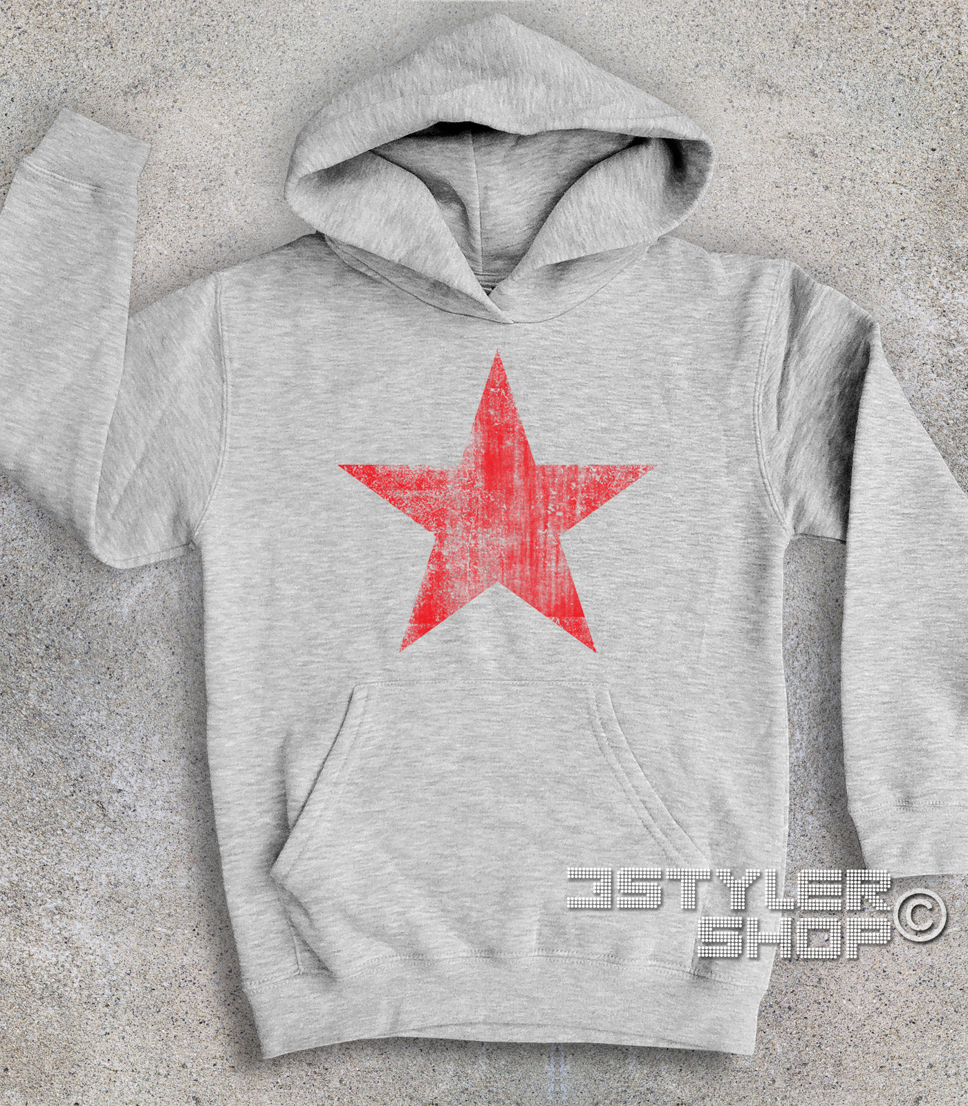stella_rossa_red_star_felpa_bambino_GC stella rossa felpa bambino raffigurante una stella rossa in versione antichizzata