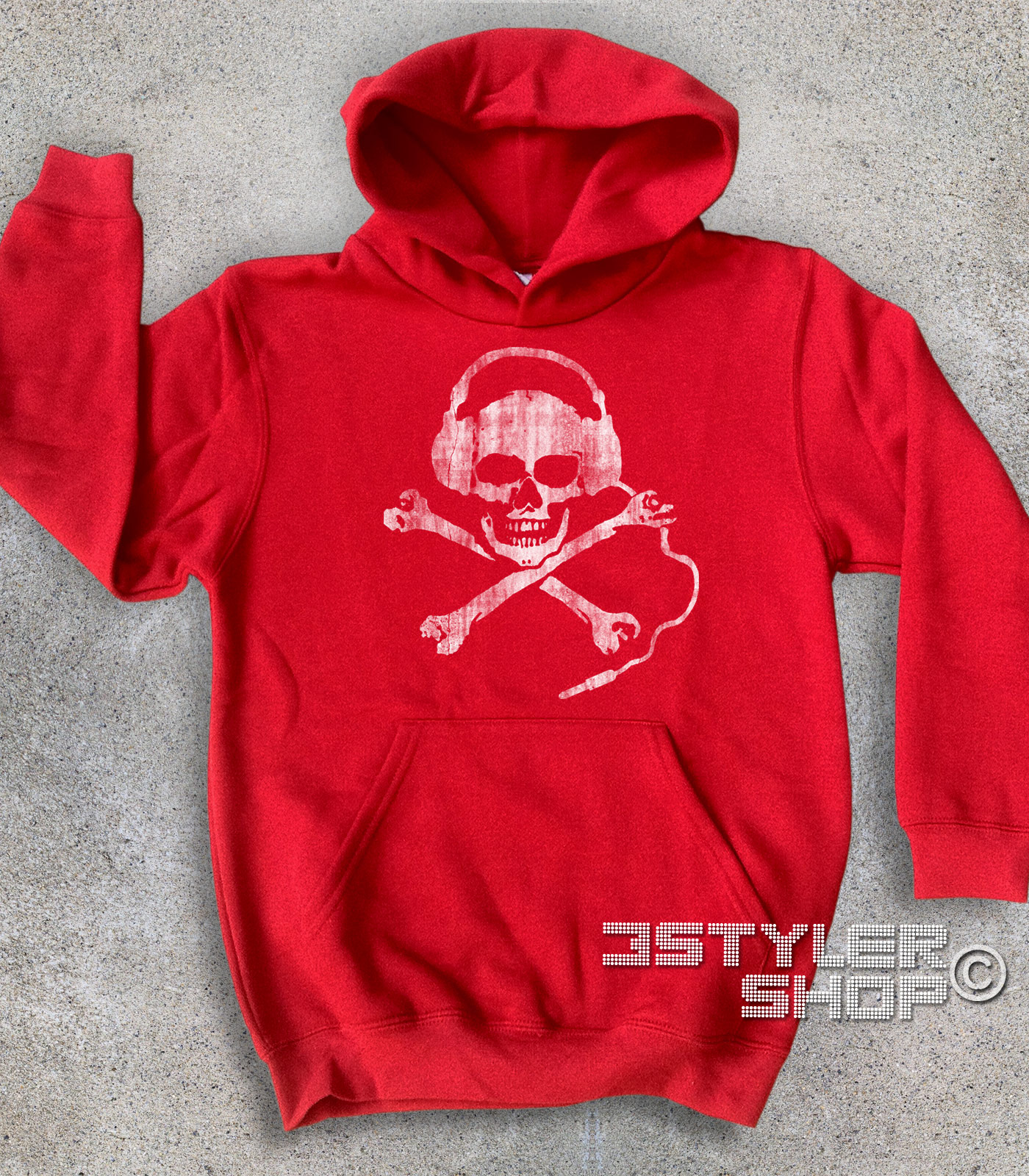 teschio dj felpa bambino dj skull raffigurante un teschio antichizzato con le cuffie da dj