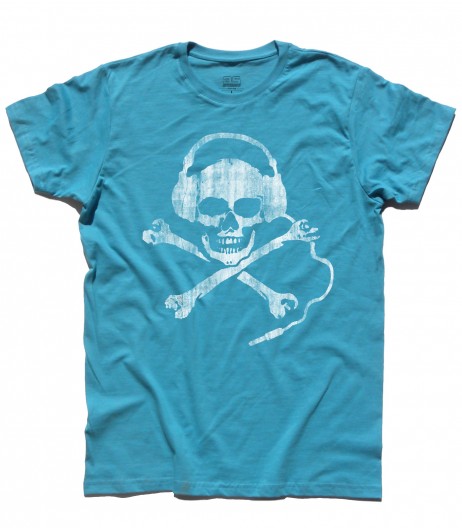 teschio dj t-shirt uomo dj skull raffigurante un teschio antichizzato con le cuffie da dj