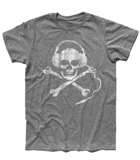 teschio dj t-shirt uomo dj skull raffigurante un teschio antichizzato con le cuffie da dj