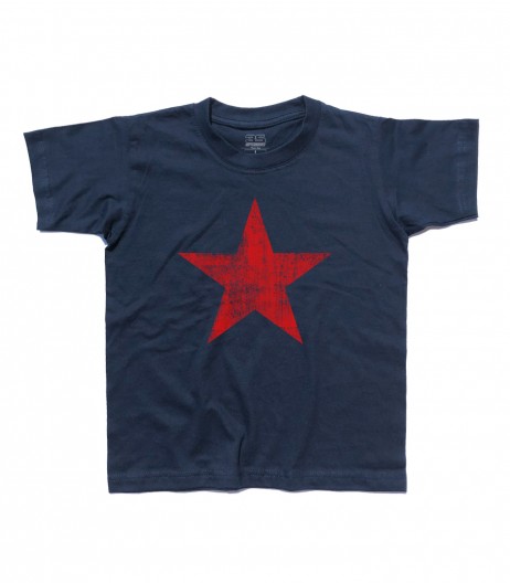 stella rossa t-shirt bambino raffigurante una stella rossa in versione antichizzata
