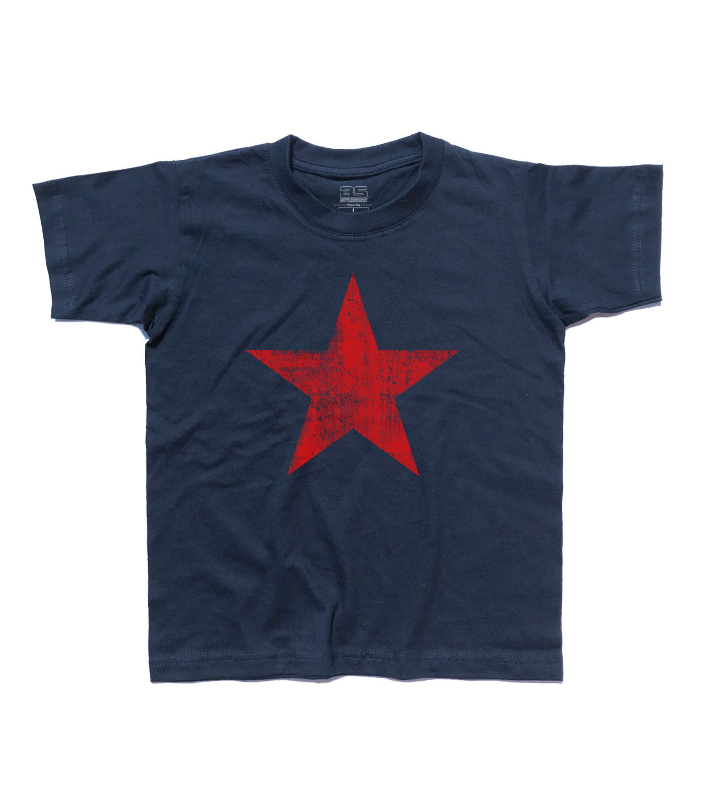 stella rossa t-shirt bambino raffigurante una stella rossa in versione antichizzata