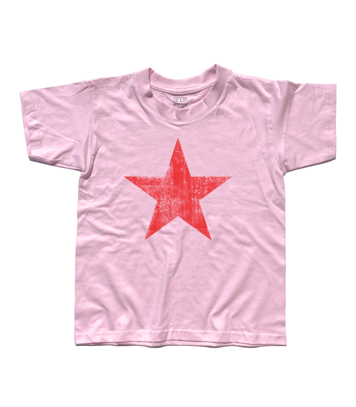 stella rossa t-shirt bambino raffigurante una stella rossa in versione antichizzata