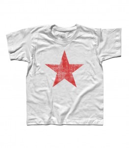 stella rossa t-shirt bambino raffigurante una stella rossa in versione antichizzata