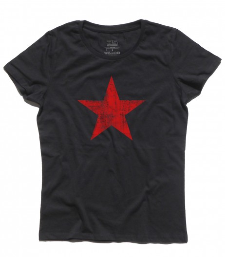 stella rossa t-shirt donna raffigurante una stella rossa in versione antichizzata
