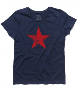 stella rossa t-shirt donna raffigurante una stella rossa in versione antichizzata