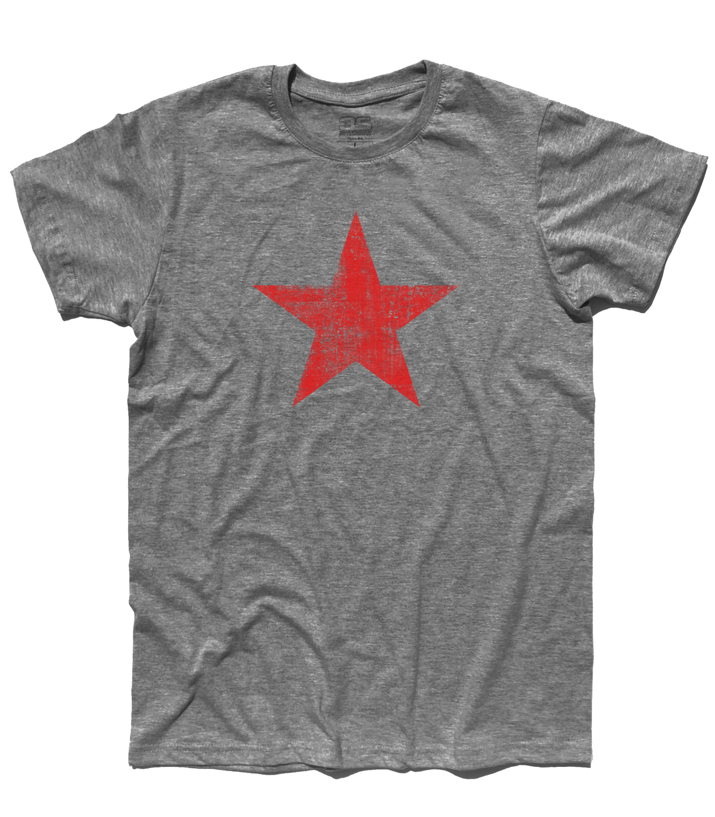 stella rossa t-shirt uomo raffigurante una stella rossa in versione antichizzata
