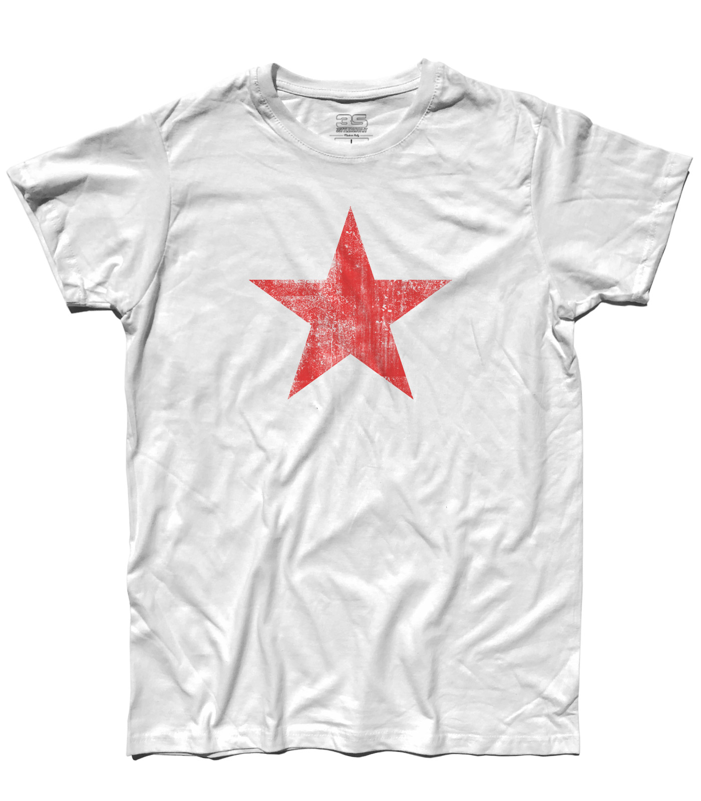 stella rossa t-shirt uomo raffigurante una stella rossa in versione antichizzata