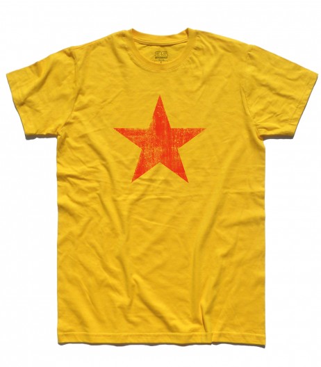 stella rossa t-shirt uomo raffigurante una stella rossa in versione antichizzata