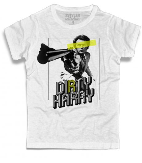 Ispettore Callaghan t-shirt uomo bianca con scritta Dirty Harry