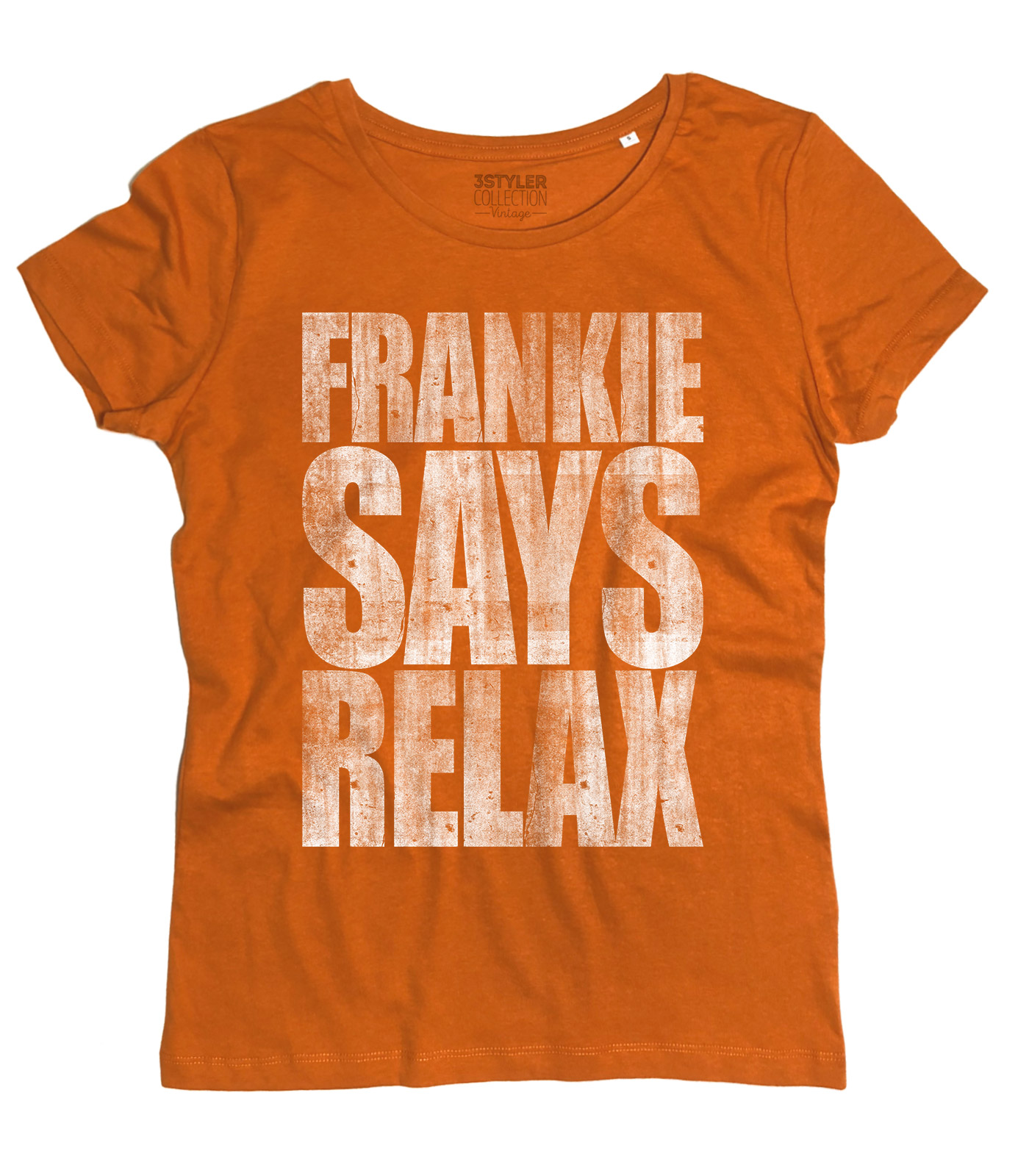 Frankie says relax t-shirt donna vintage ispirata al singolo dei Frankie goes to hollywood